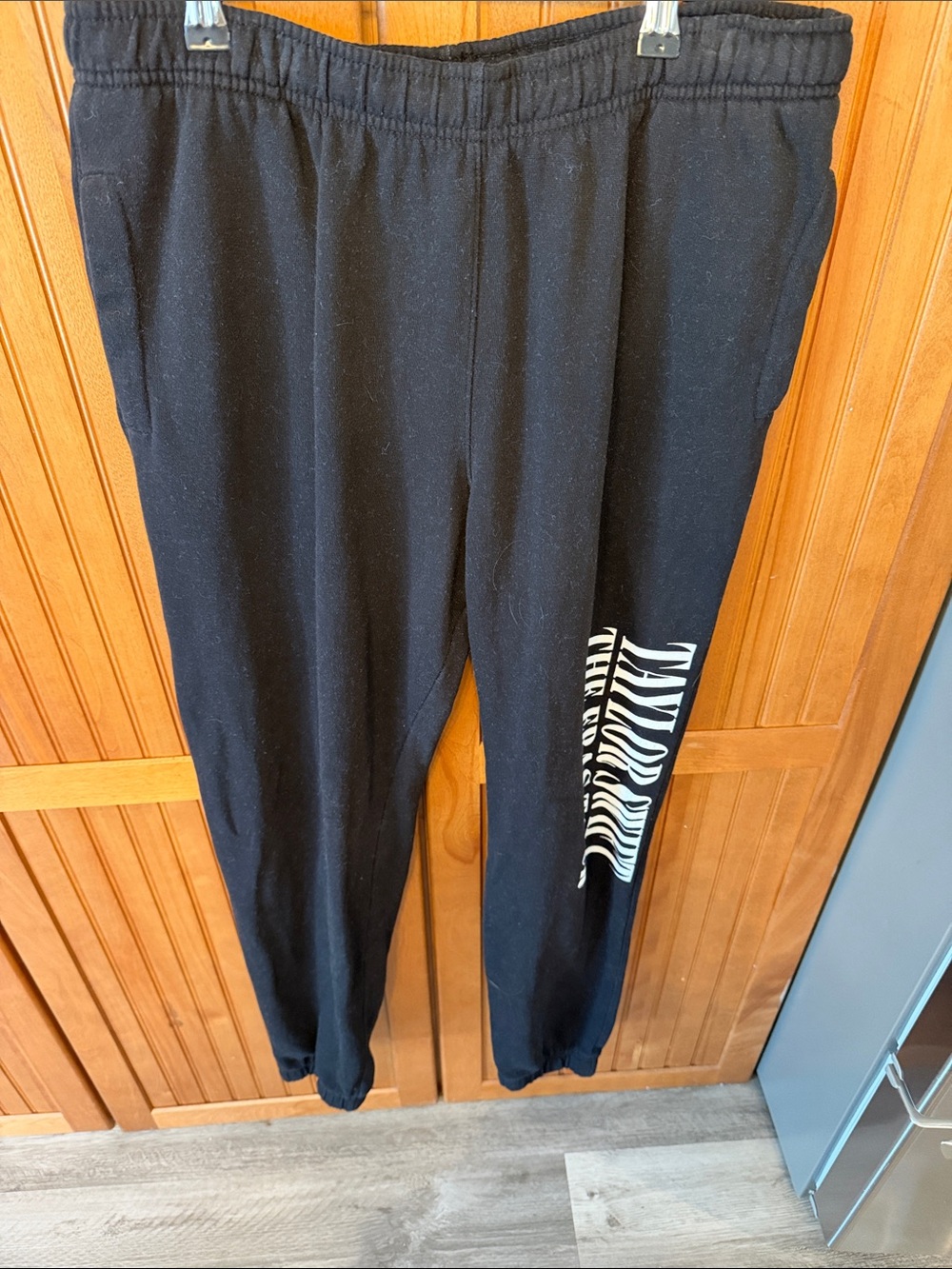 Taylor Swift Black Track Joggers with White Zebra Print